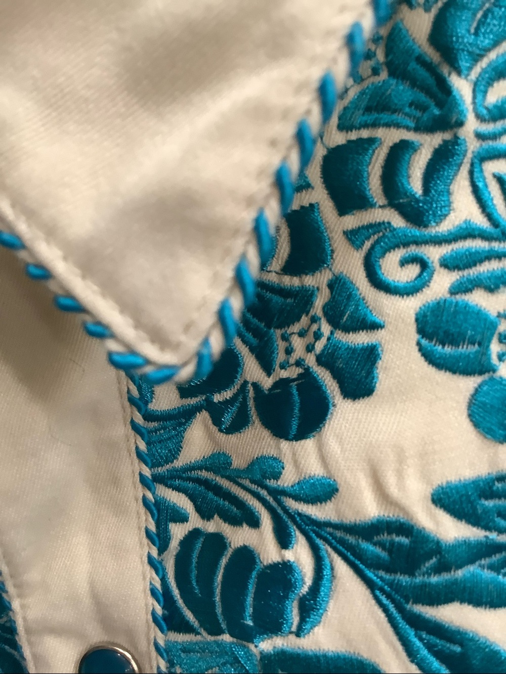 Scully Men’s Southwestern Teal Floral Embroidery Pearl Snap Shirt 4X - Picture 13 of 13